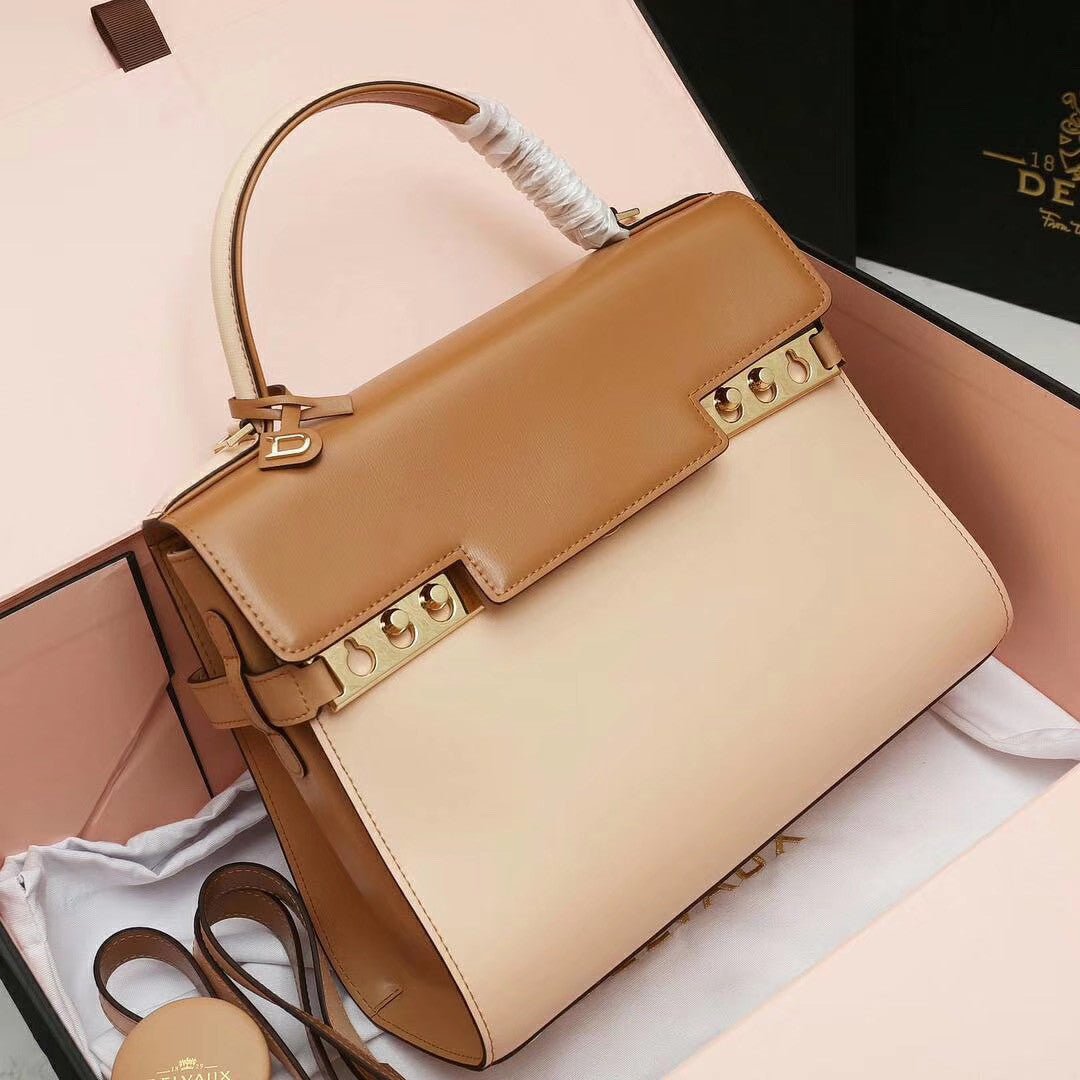 DELVAUX Tempête MM Box Leather Satchel Bi-coloured