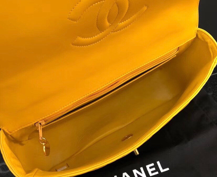 Chanel vintage duo flap bag Yellow