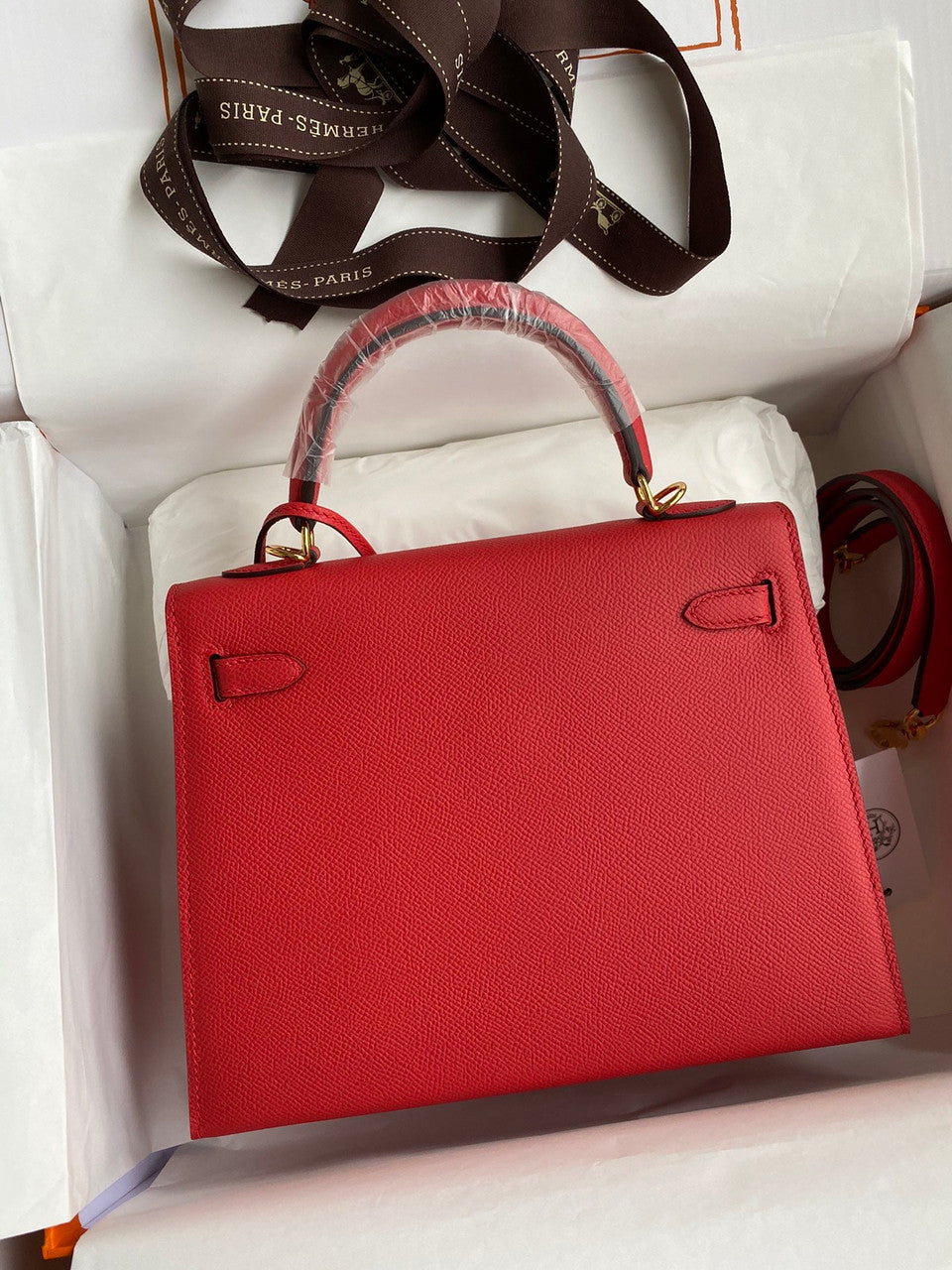 HERMES KELLY 28 SELLIER RED EPSOM GOLD HARDWARE
