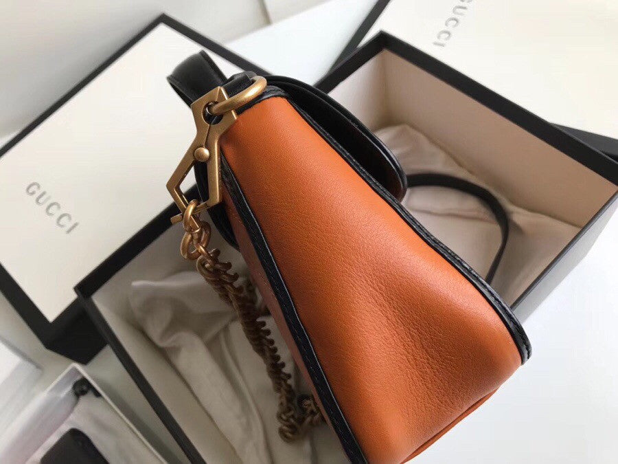 Gucci GG Marmont small top handle bag Cognac Leather