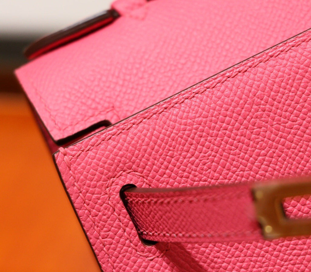 Hermès  8W Rose Azalee Mini Kelly Pochette Epsom leather Gold hardware