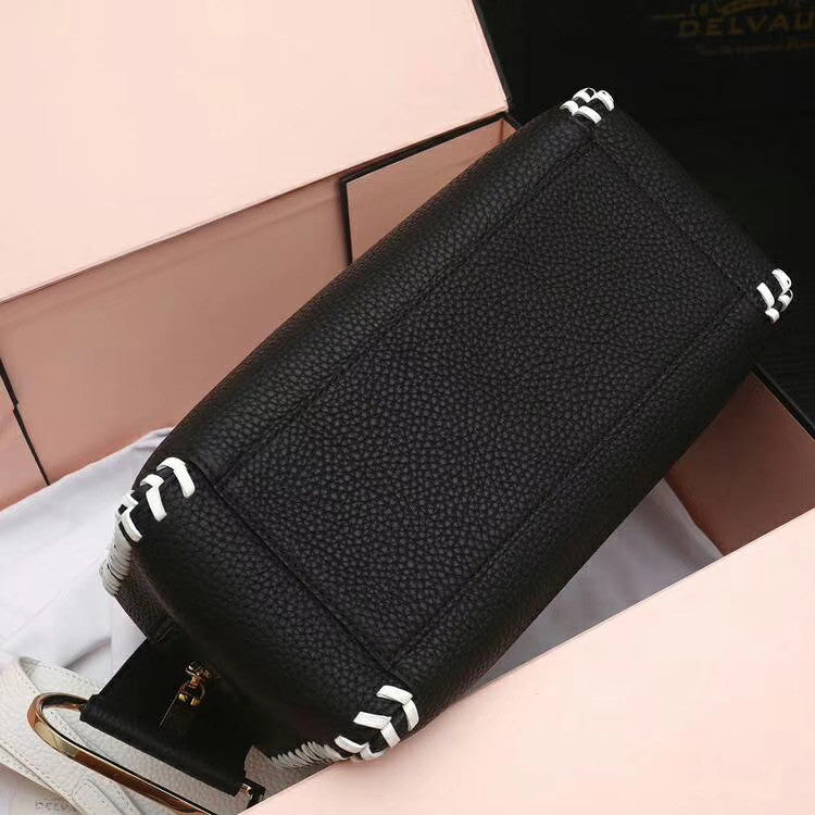 DELVAUX Limited Edition Cool Box Leather Satchel Black & White