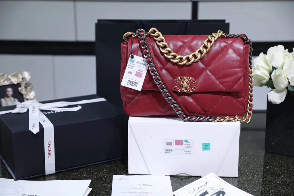 CHANEL 19 Large Flap Bag Dark Pink