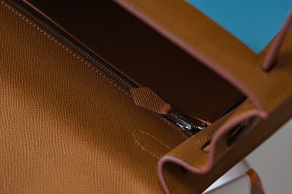 Hermes Kelly 28 Sellier Resort Gold Celeste Blue Palladium Hardware