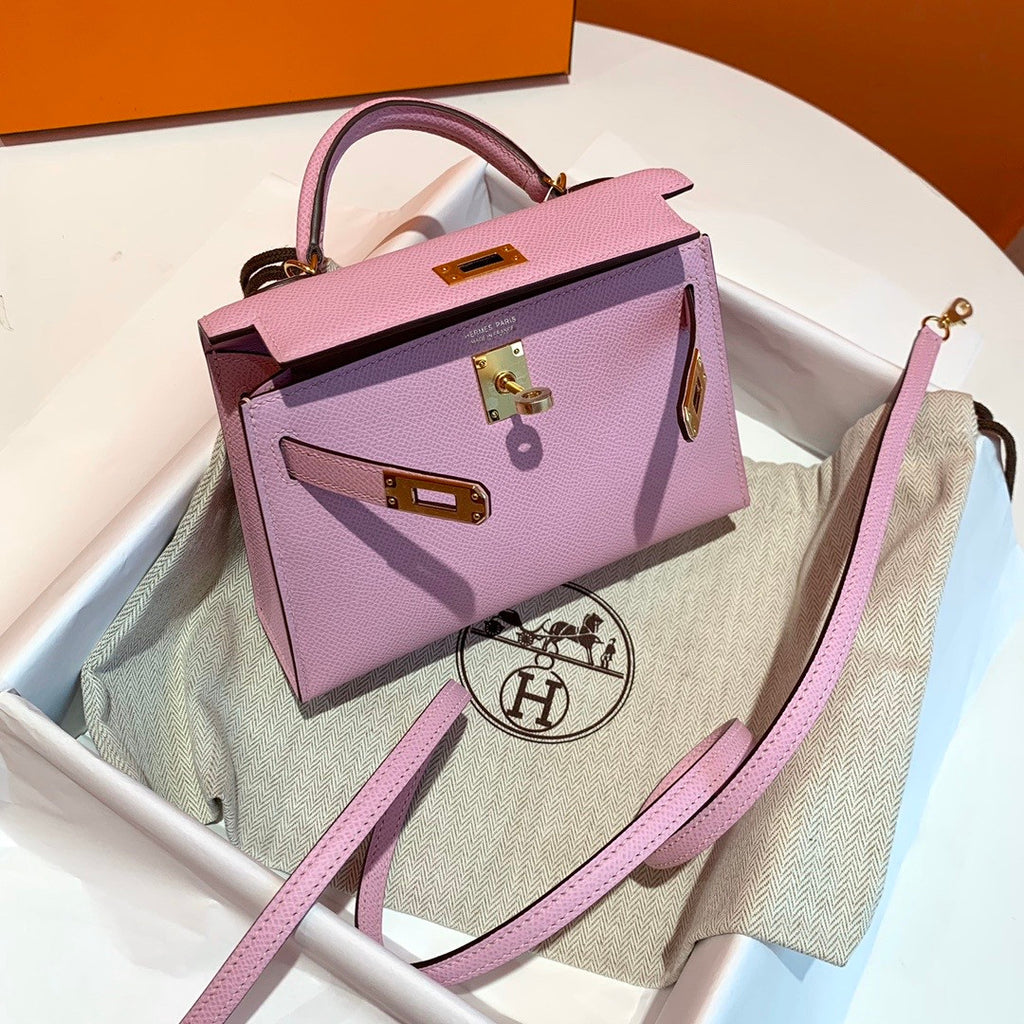 Hermes X9 Mauve Sylvestre  Mini Kelly II 20 Epsom calf Gold Hardware