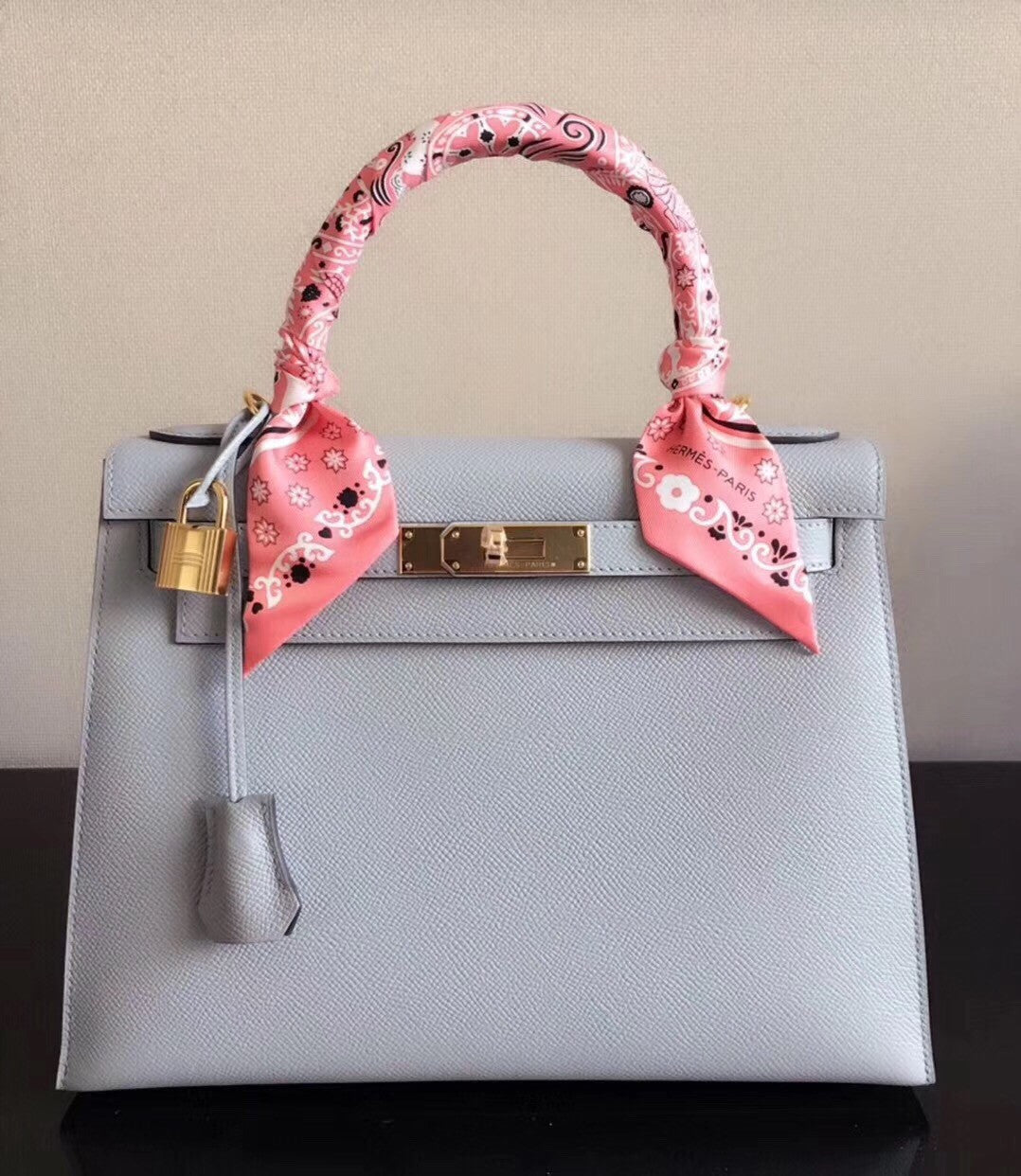 Hermes  Blue Glacier Kelly 20 Epsom  Gold Hardware