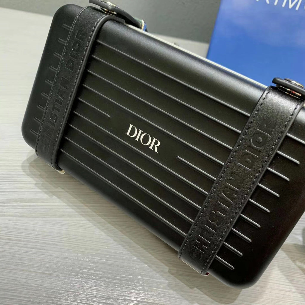 Christian Dior BLACK DIOR AND RIMOWA PERSONAL CLUTCH IN ALUMINUM AND GRAINED CALFSKIN