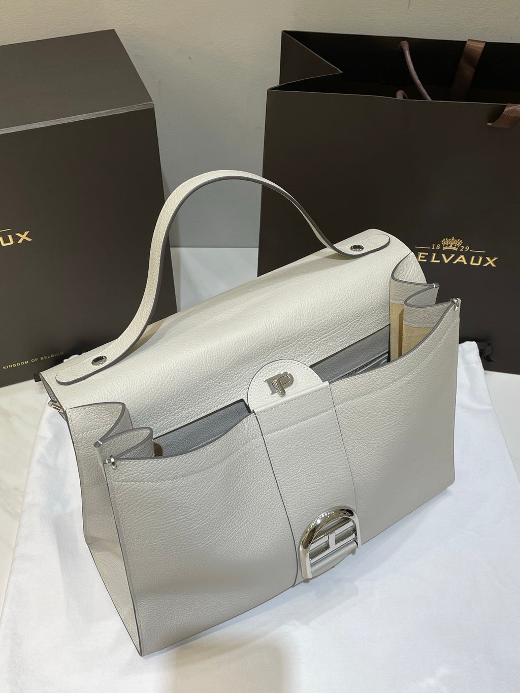 Delvaux Brillant Tempo Large (GM)  Allure Calfskin (Ivory / Off-White)