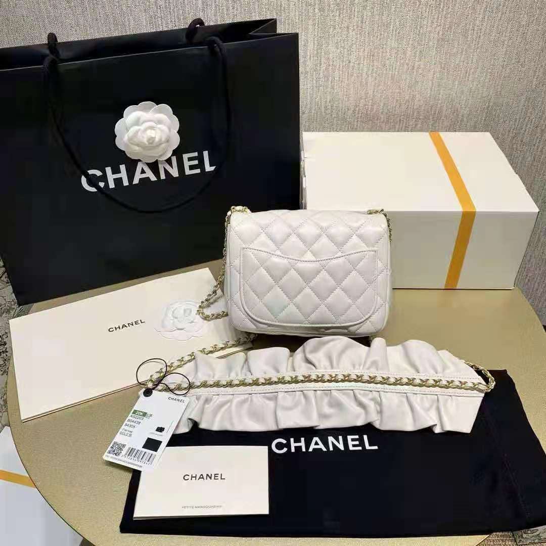 Chanel Small Flap Bag With Bow Strap White