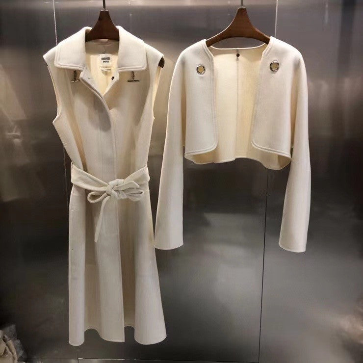 Hermes Double-sided Esprit Peignoir cashmere coat Blanc Cassé