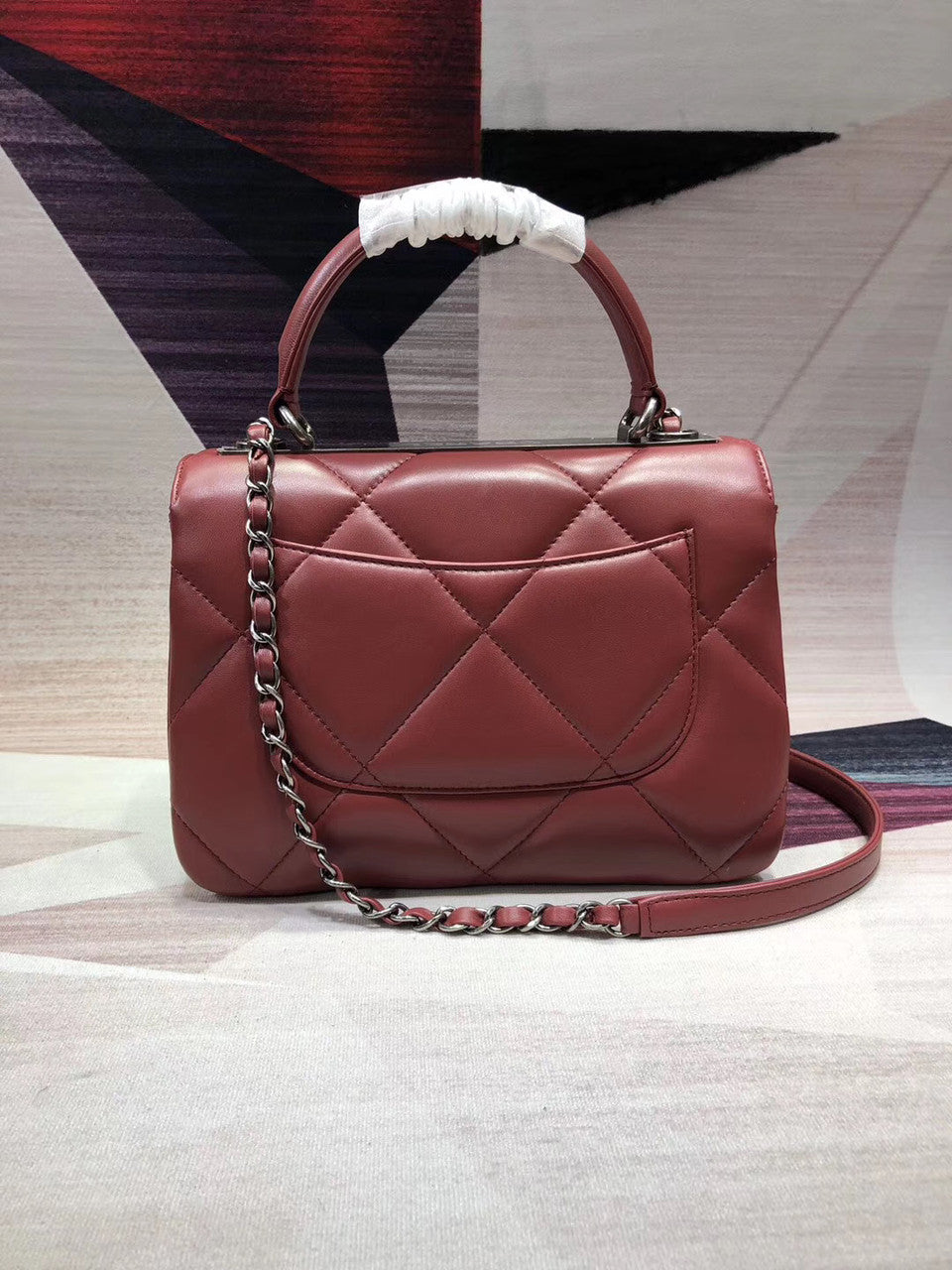Chanel Small Flap Bag With Top Handle A92236 Dark Pink