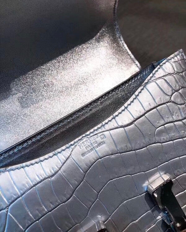 Rare Hermes Silver Constance 18 Alligator