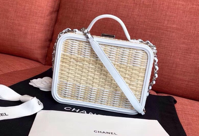Chanel  Rattan Vanity Case White