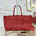 Bottega Veneta MEDIUM TOTE IN MAXI INTRECCIO Red