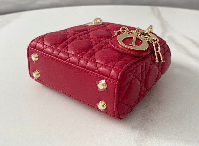 Christian Dior Red MICRO LADY DIOR BAG