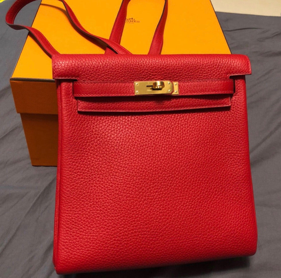 Hermes Kelly Ado backpack Rouge
