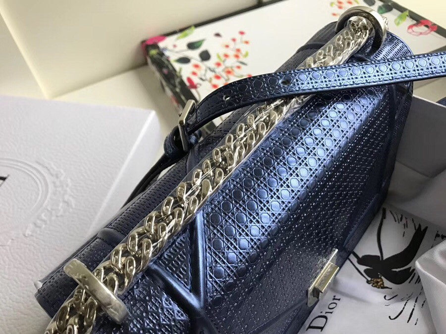 Christian Dior DIORAMA CALFSKIN BAG Dark Blue