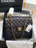 Chanel  BLACK QUILTED CAVIAR LEATHER JUMBO CLASSIC SINGLE FLAP BAG