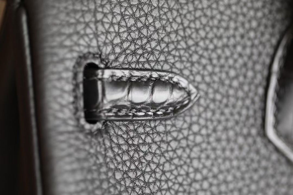 Hermès Black Niloticus Crocodile /Togo Birkin Touch 25cm Palladium Hardware