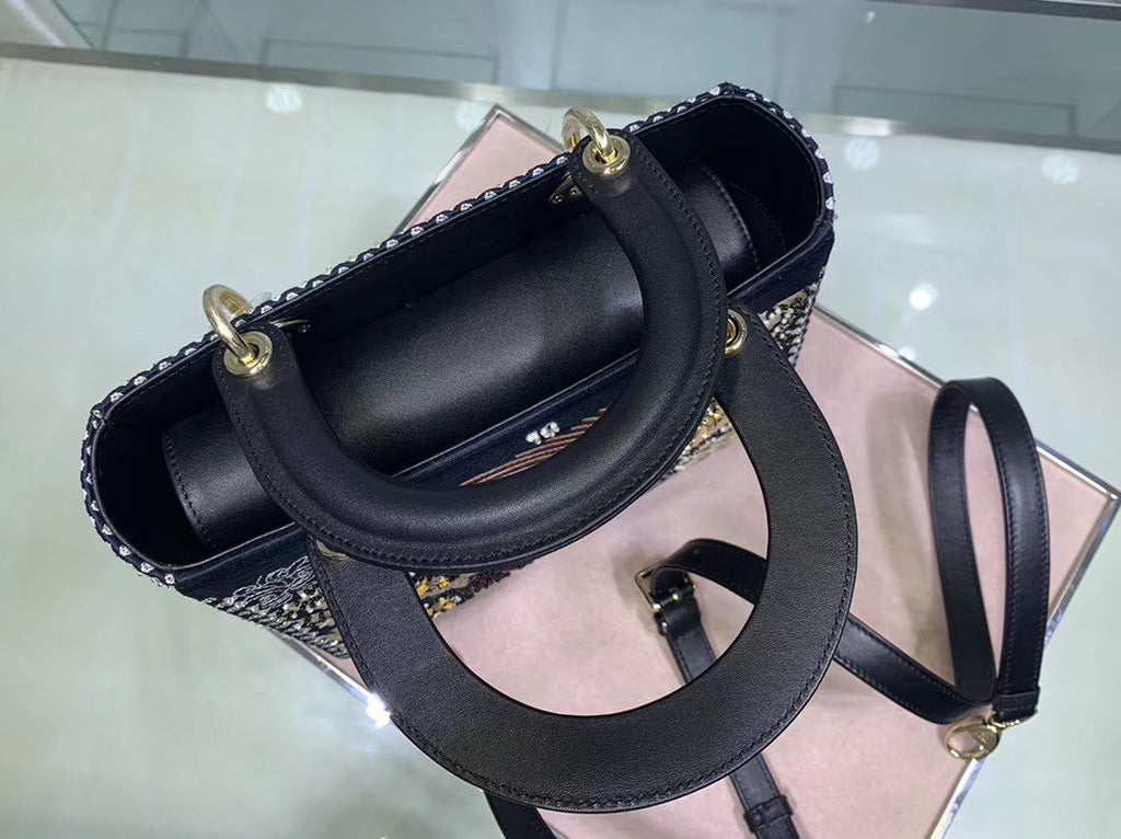 Christian Dior SUN LADY DIOR MEDIUM TAROT BEADED CANVAS BAG