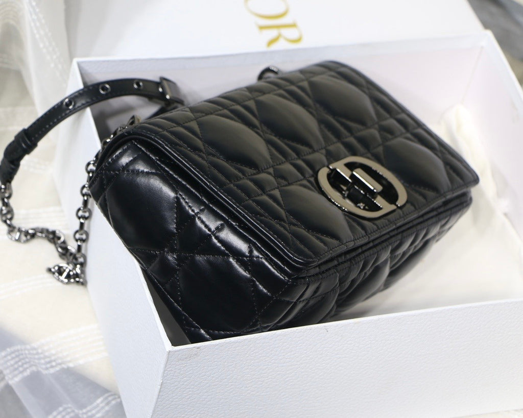 Christian Dior MEDIUM DIOR CARO BAG Black Quilted Macrocannage Calfskin