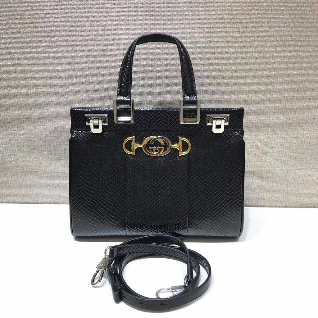 Gucci Zumi snakeskin medium top handle bag