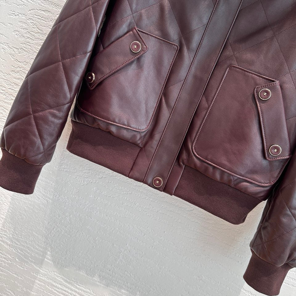 Chanel Quilted Leather Bomber Jacket with Detachable Fur Collar and CC Logo Buttons — Fall/Winter 2026-2027 Chanel