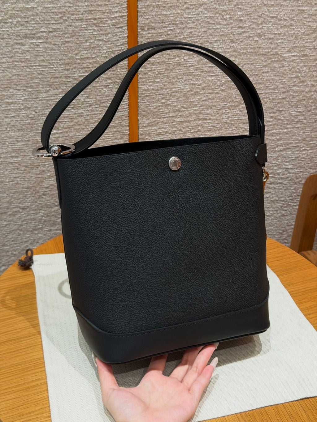 Hermès Double Longe Bucket Bag Black