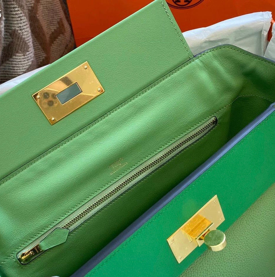 Hermes Kelly 24/24 Vert Criquet Swift & Togo Leather with Gold Hardware