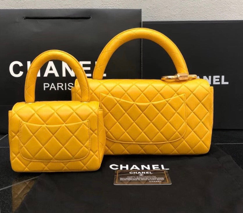 Chanel vintage duo flap bag Yellow