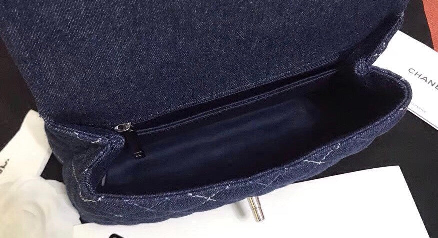 Chanel Small Denim Flap Bag With Top Handle