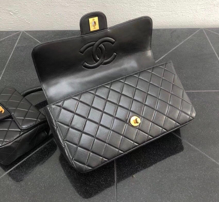 Chanel vintage duo flap bag Black