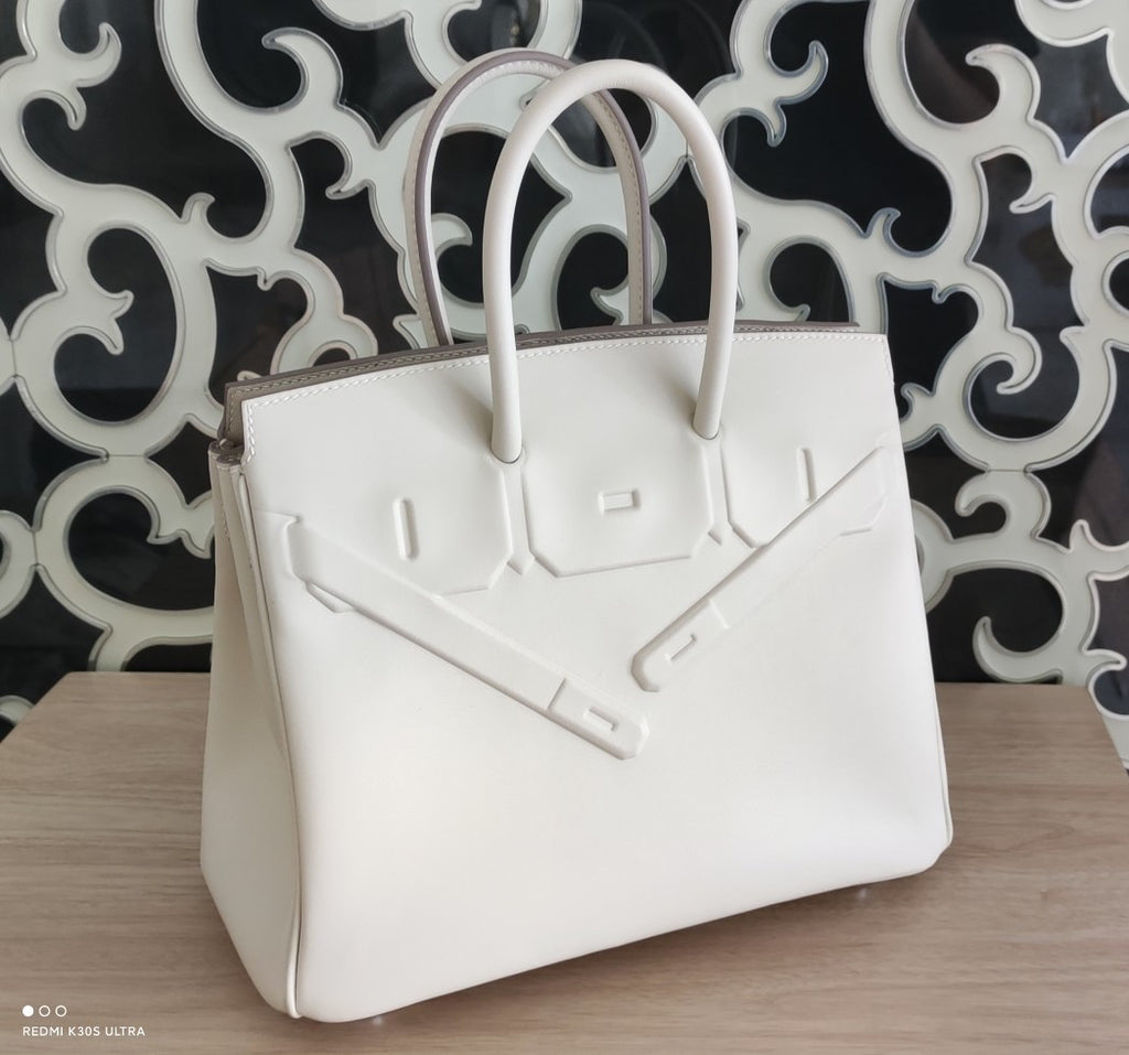 Hermes Shadow Birkin 25 Bag White Evercalf Limited Edition