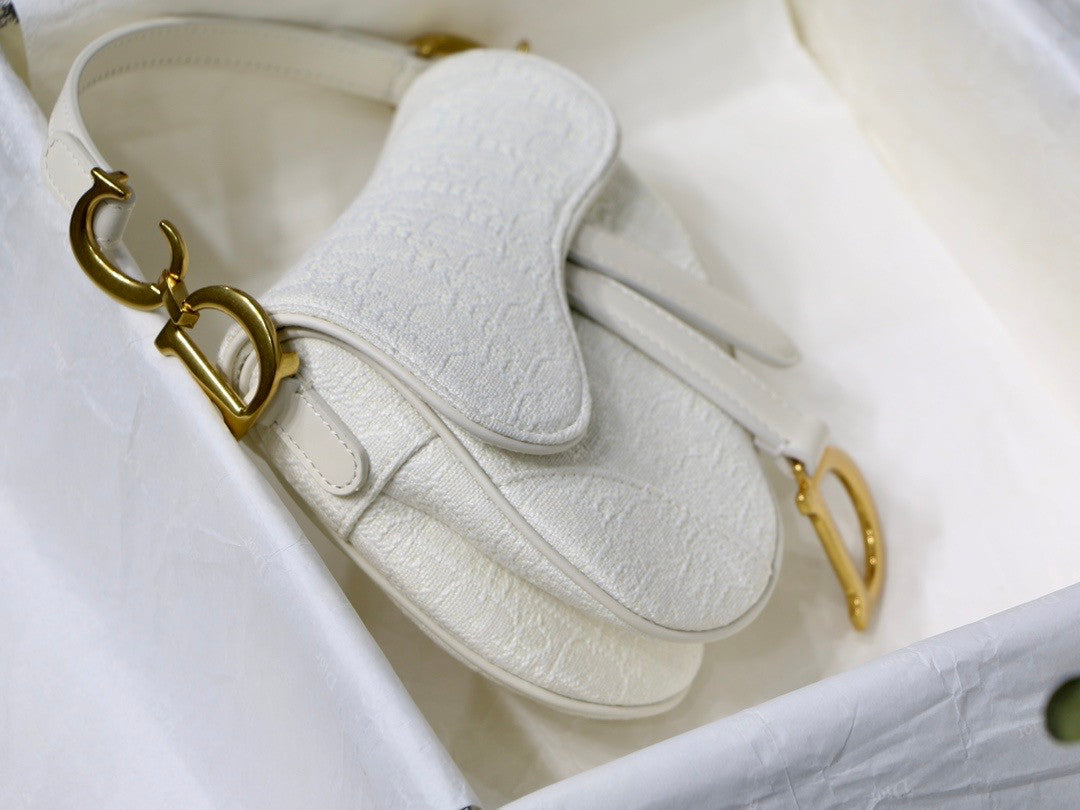 Christian Dior Mini SADDLE BAG White Dior Oblique Jacquard