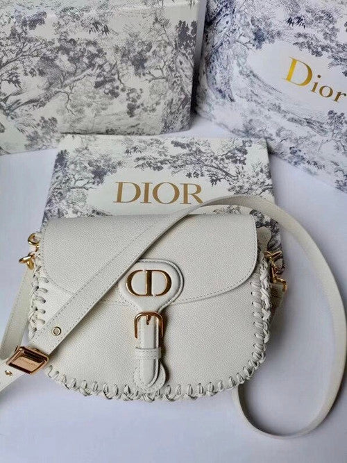 Christian Dior MEDIUM DIOR BOBBY BAG Latte Grained Calfskin with Whipstitched Seams