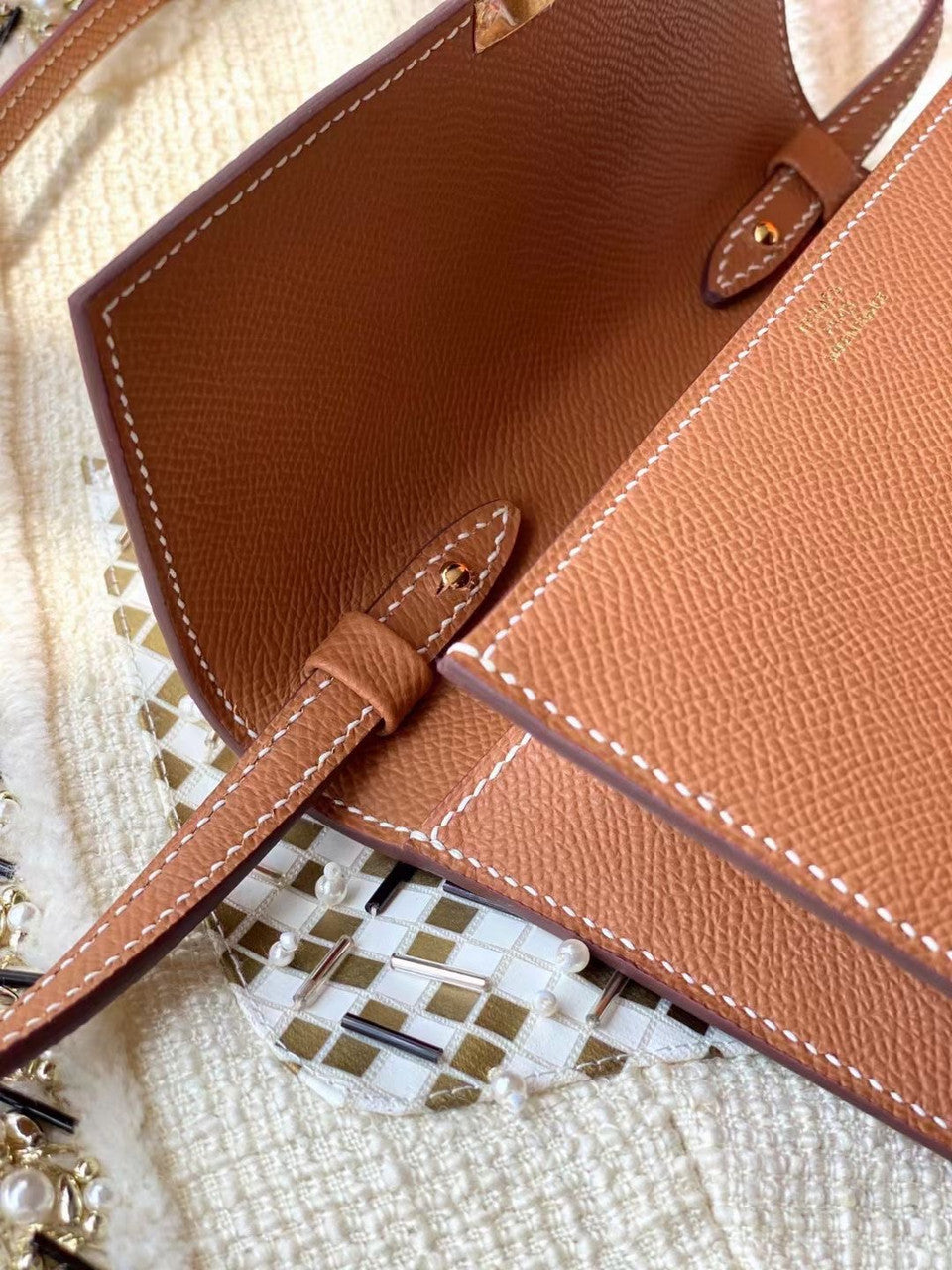 Hermes Clic 16 wallet Gold Epsom Leather With Gold Hardware