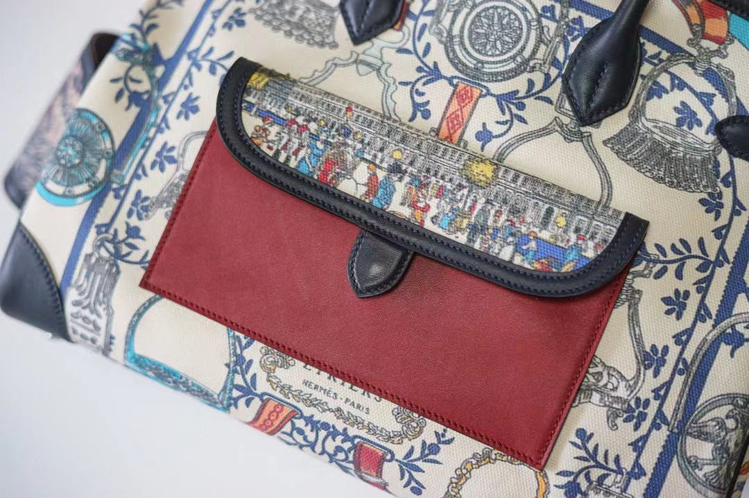 Hermes Limited Edition Cargo Birkin 35 cm Black  Swift and Multicoloured  canvas