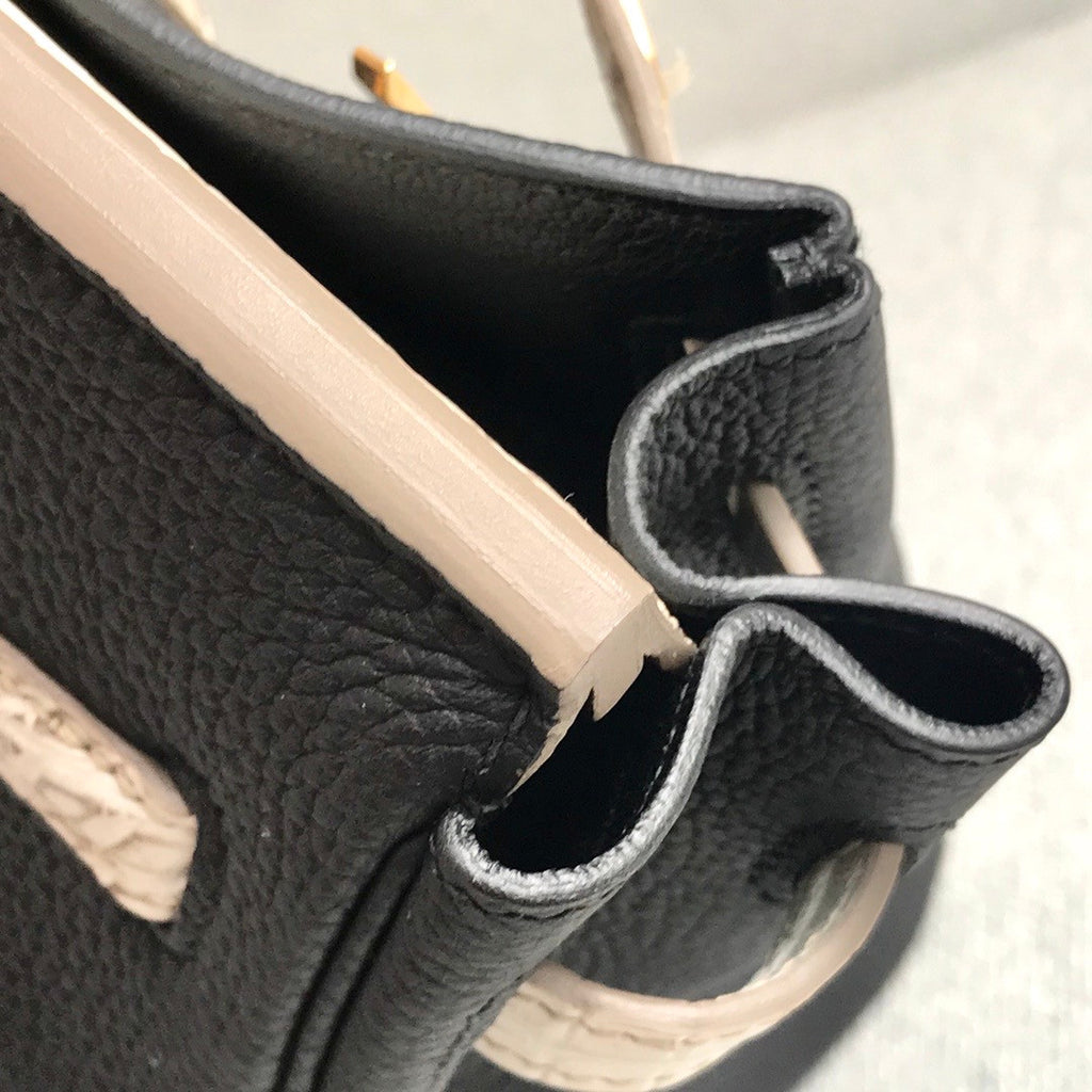 Hermès Special Order Himalaya Crocodile/Togo Birkin Touch 25cm Gold Hardware