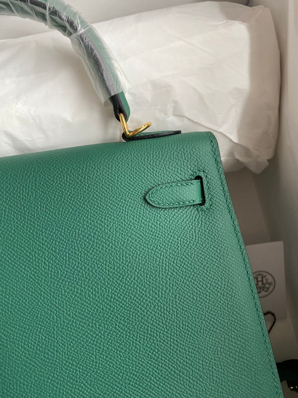HERMES KELLY 28 SELLIER  Z6 MALACHITE EPSOM GOLD HARDWARE
