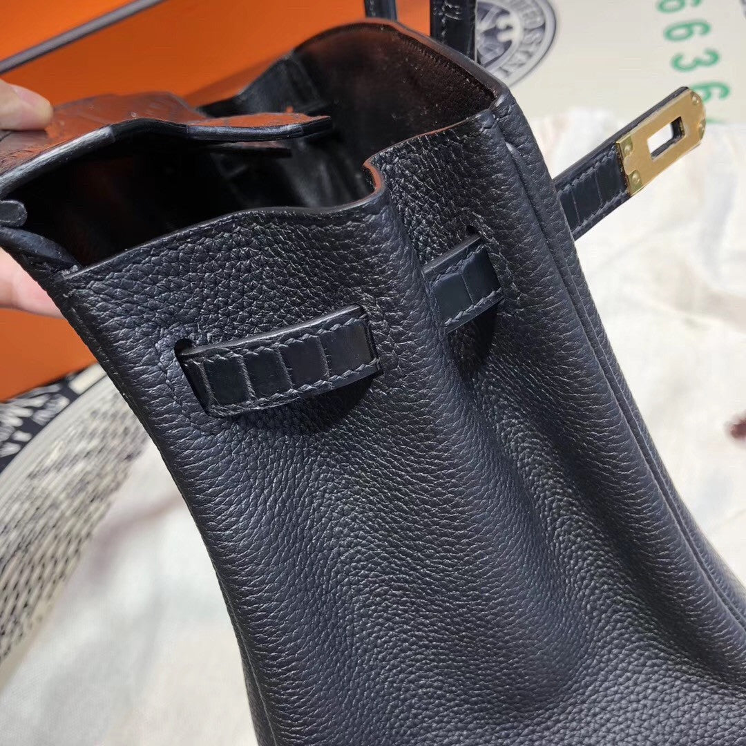 Hermes Birkin 30 Bag Limited Edition Patchwork Black Alligator