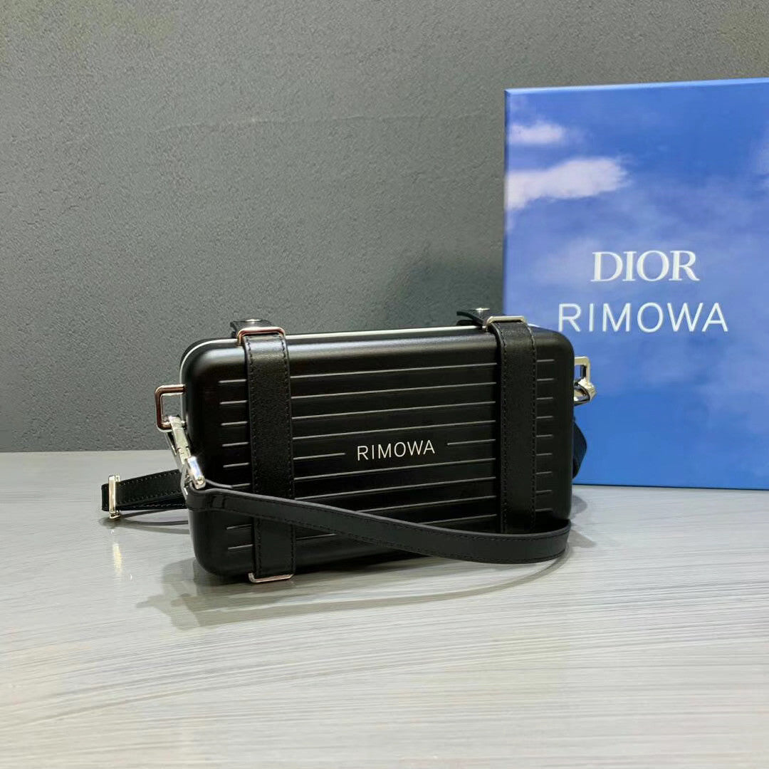 Christian Dior BLACK DIOR AND RIMOWA PERSONAL CLUTCH IN ALUMINUM AND GRAINED CALFSKIN