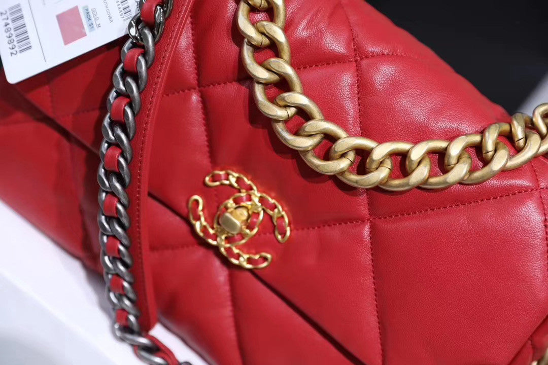 CHANEL 19 Large Flap Bag Red