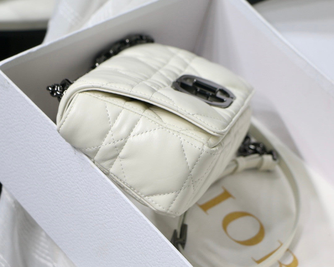 Christian Dior SMALL DIOR CARO BAG Latte Quilted Macrocannage Calfskin