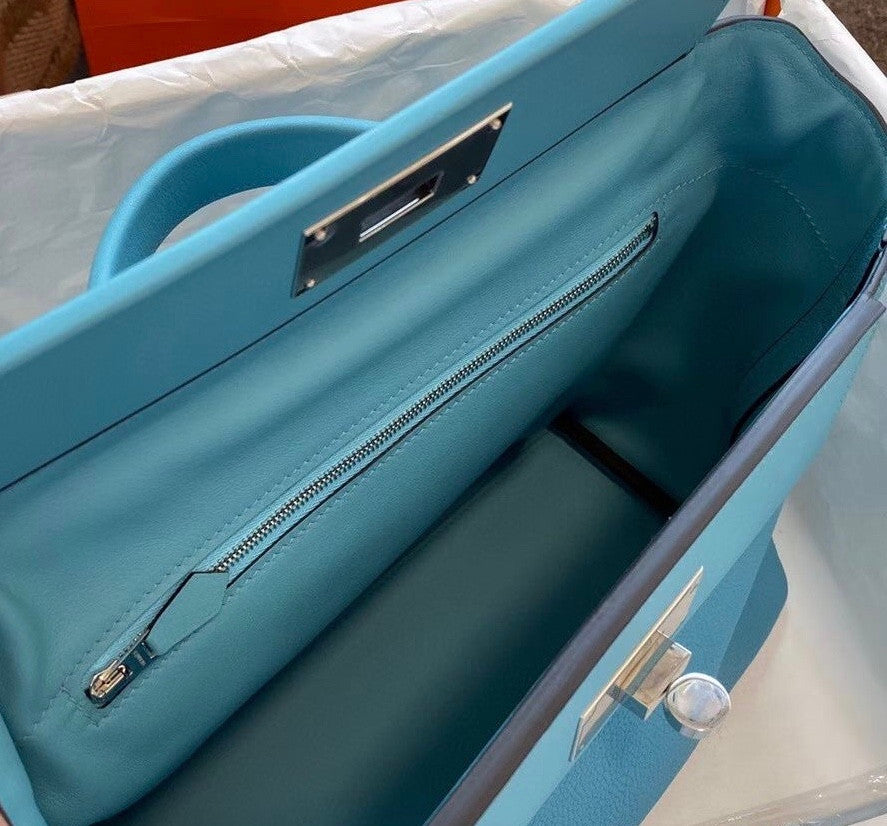 Hermes Kelly 24/24 P3 Bleu Du Nord  Swift & Togo Leather with Palladium Hardware