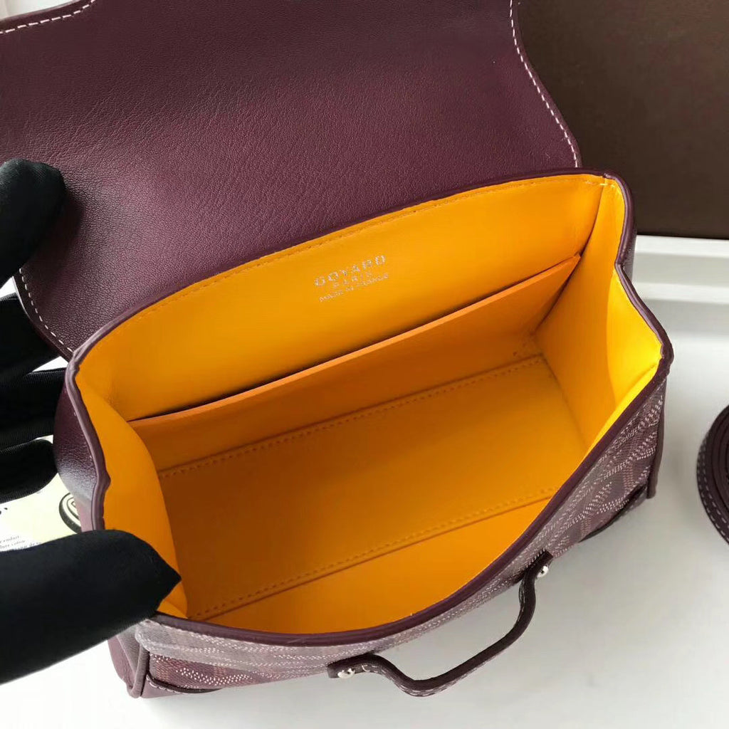 Goyard Saigon Mini  Leather Cross Body Bag Bordeaux
