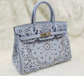 Hermes x Jay Ahr Special Edition custom-embroidering Blue lin Birkin Bag 30cm Epsom Leather Palladium Hardware [Carry by Kylie Jenner, Cardi B]