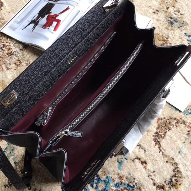 Gucci Zumi grainy leather medium top handle bag Black