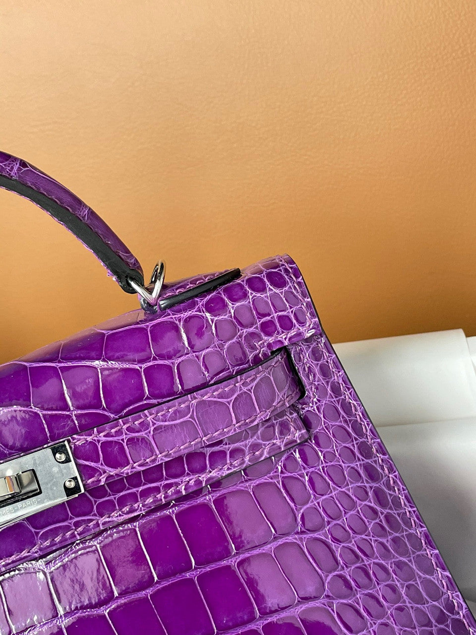 Hermes 9W Ultraviolet   Mini Kelly II 20 Alligator Palladium Hardware