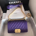 Chanel Small Purple BOY CHANEL Handbag  with gold-tone hardware