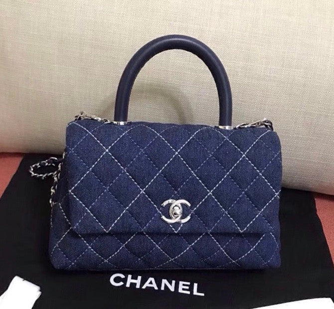 Chanel Small Denim Flap Bag With Top Handle